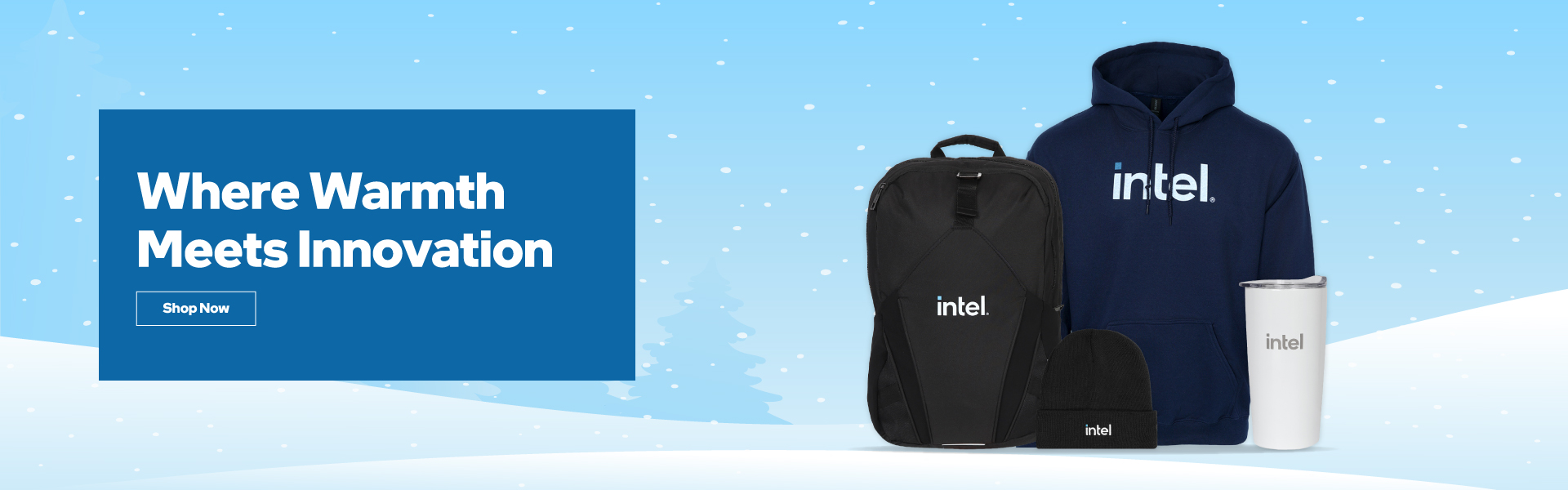 Winter themed Intel hero banner.