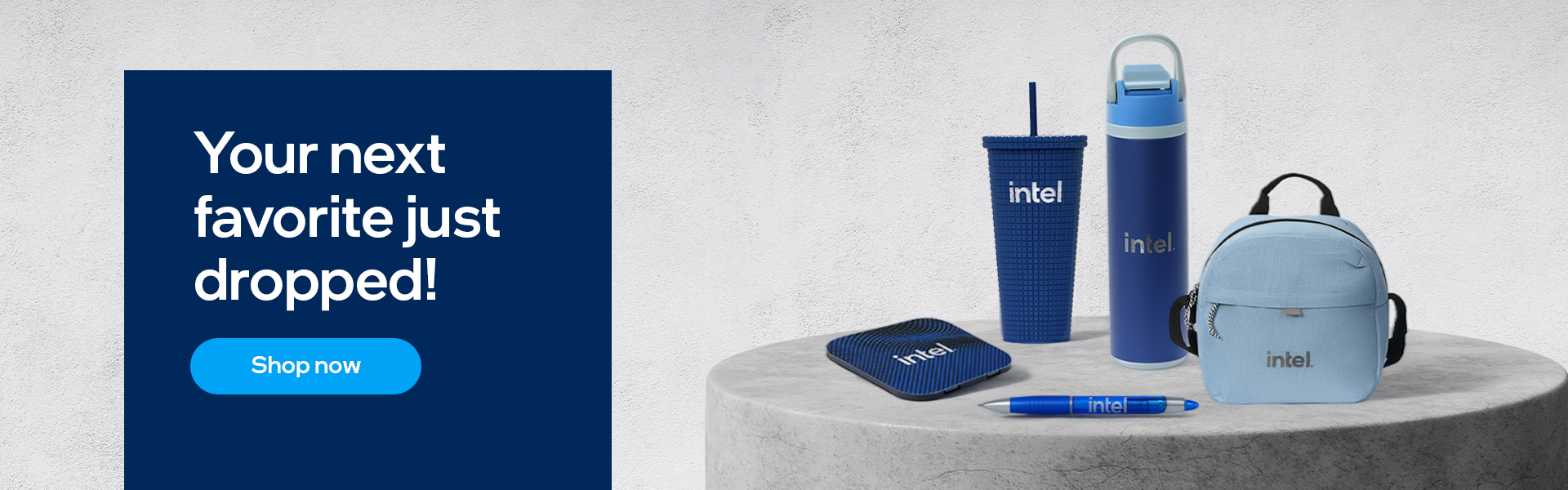 Intel hero banner featuring new Intel branded products.